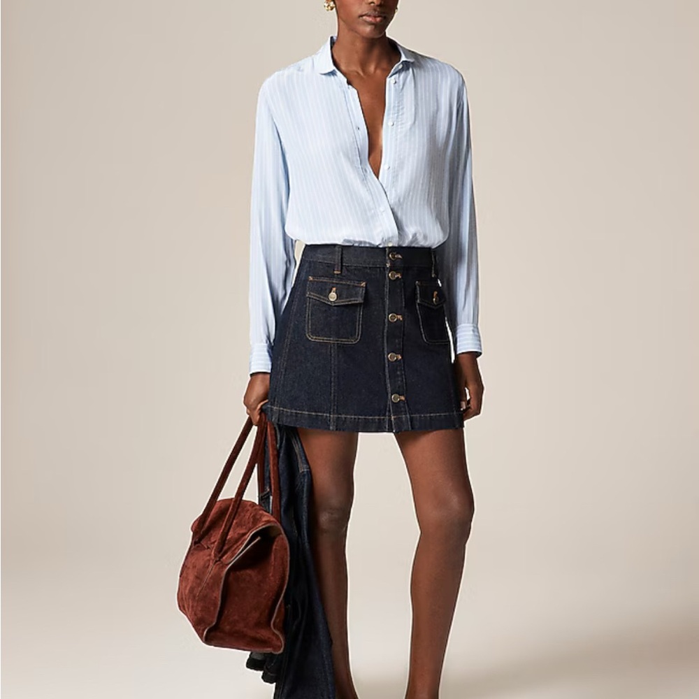 J. Crew Patch-pocket denim mini skirt in Rinse wash women’s size 2 NWT